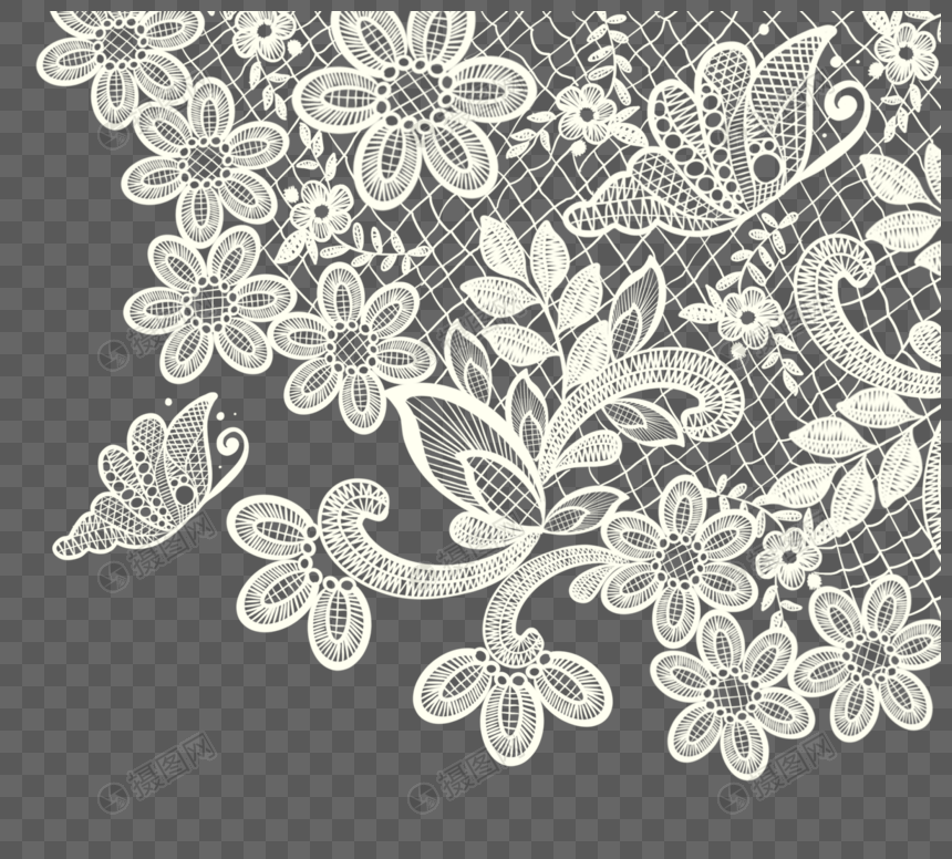 手绘婚礼蕾丝边框