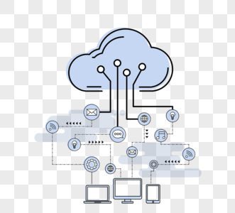 蓝色云数据线性连接电脑图片
