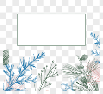 复古手绘植物边框元素图片