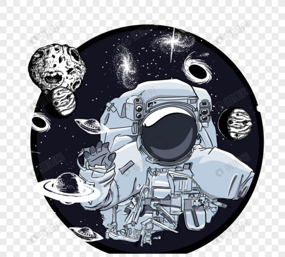 太空员宇航员太空个性手绘科幻元素图片