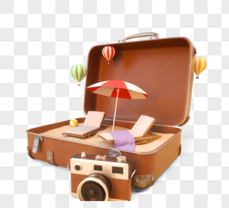 度假创意旅行箱3d元素高清图片