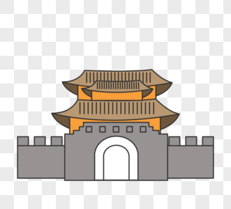 韩国古典城市门建筑元素图片