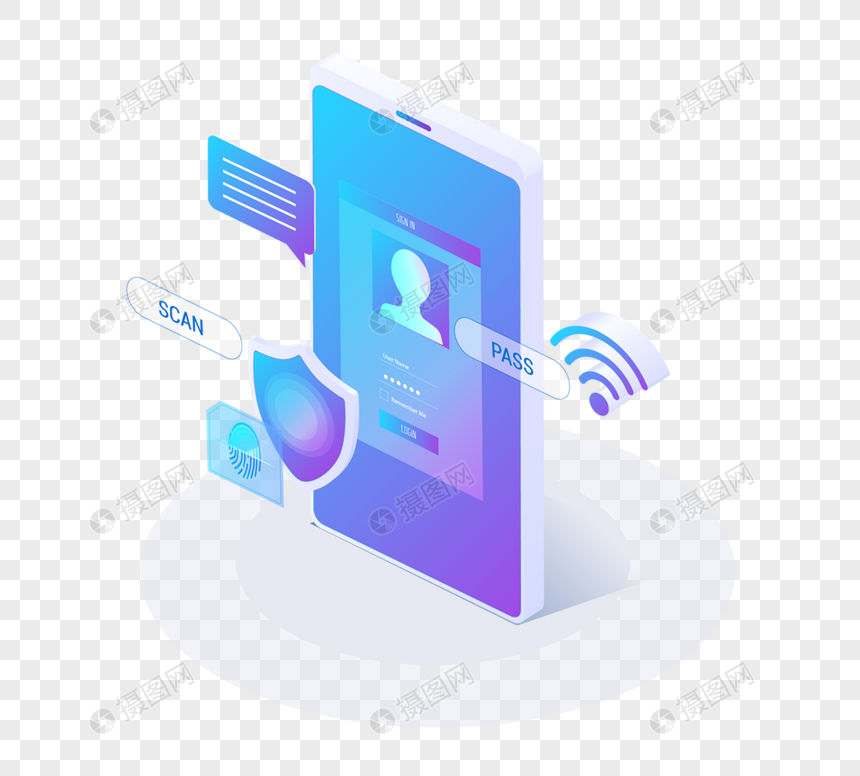 指纹解锁渐变立体手机图片