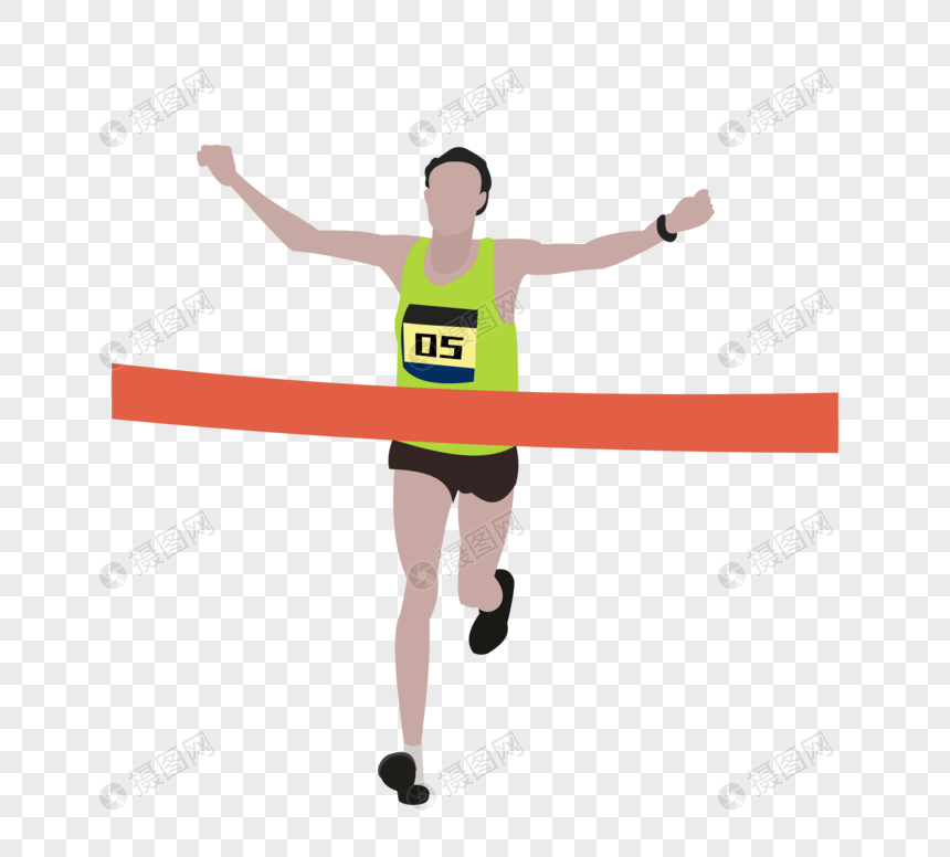 马拉松长跑比赛人物剪影矢量人物图片