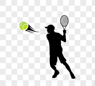 英国英式运动员网球拍网球创意剪影元素高清图片