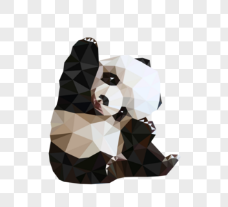 低多边形风格熊猫宝宝可爱动物图片