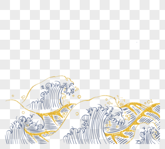 金色日式浮世绘古典波涟漪图片