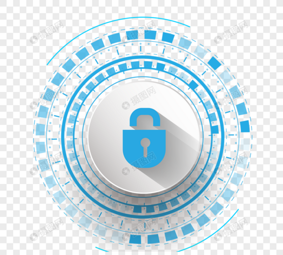 网络蓝色安全立体微立体安全锁图片