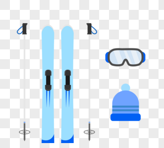 卡通滑雪设备元素图片