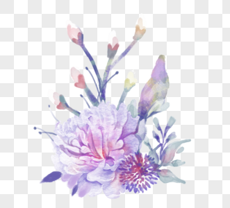 水粉手绘紫色花蕾元素高清图片