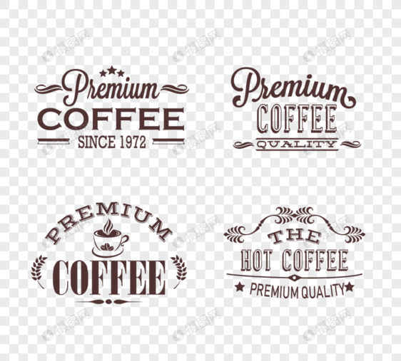时尚棕色咖啡店复古徽标新鲜咖啡标志艺术字设计图片