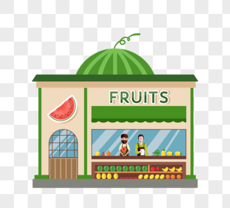 平面卡通街头水果点商人元素图片