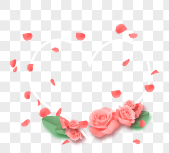 粉色立体玫瑰简约白色边框图片