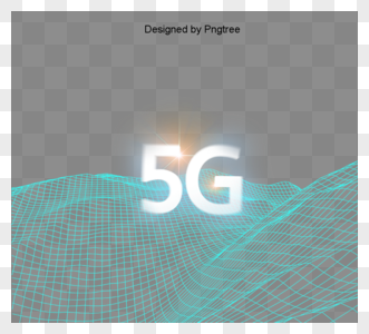 蓝色创意波网格5G网络元素图片