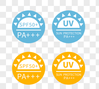 蓝色简约防晒霜标识图片