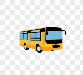 平面黄色公交车元素矢量图高清图片