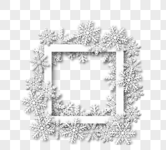 白色雪花剪纸方形边框图片