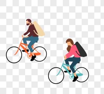 卡通手绘户外运动骑自行车图片