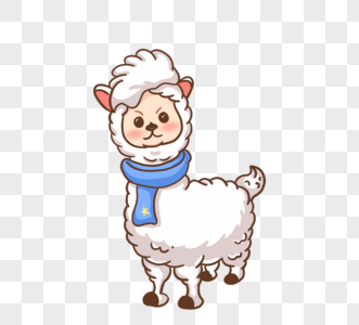 可爱手绘羊驼插图图片素材