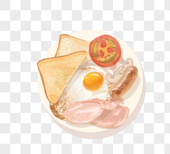 英式早餐培根香肠煎蛋元素图片