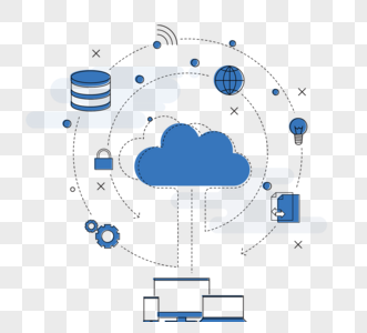 蓝色云数据线性脑图图片