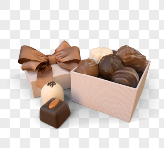 情人节巧克力礼品盒3d元素图片