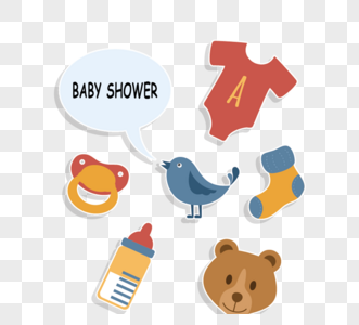 卡通复古babyshower装饰图片