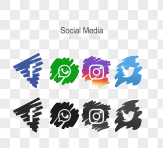 社交媒体画笔涂鸦徽标元素图片