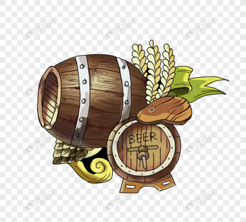 德国木质棕色啤酒桶元素图片