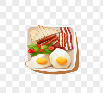 英式早餐煎蛋香肠元素图片