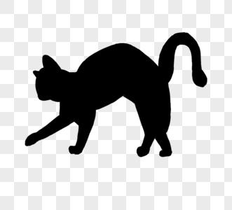 黑色猫猫剪影元素图片素材