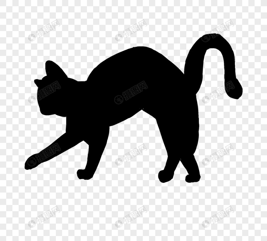 黑色猫猫剪影元素图片