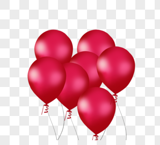 红色质感节日气球元素图片