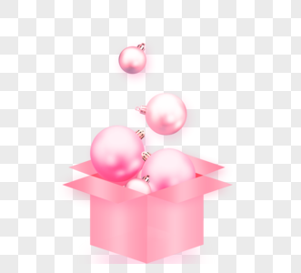粉色金属礼盒彩球庆祝节日元素图片