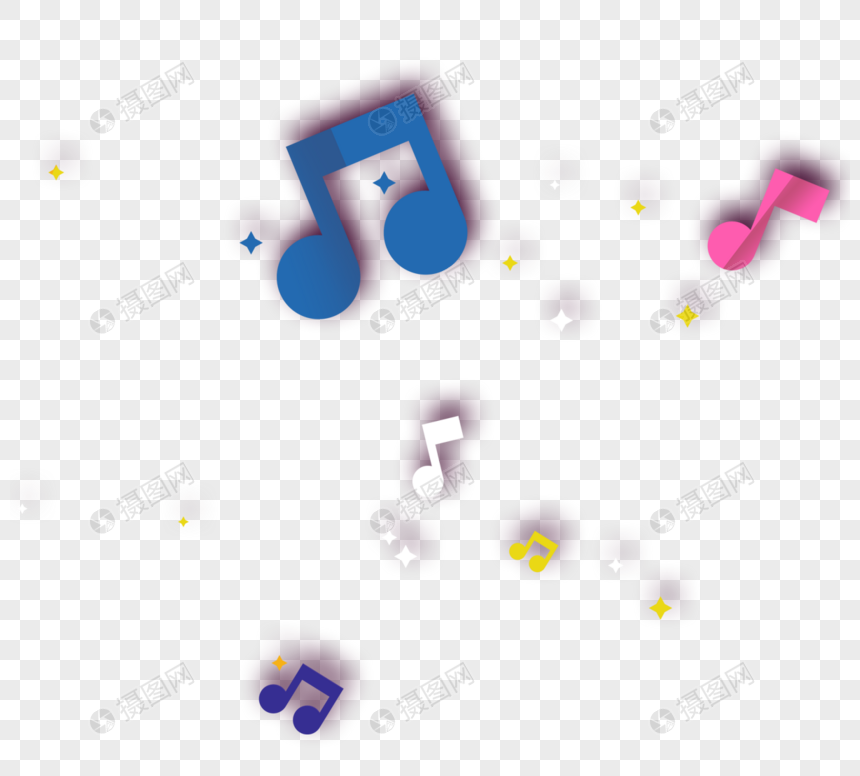 音符符号剪纸风格卡通音符元素素材下载 正版素材 摄图网