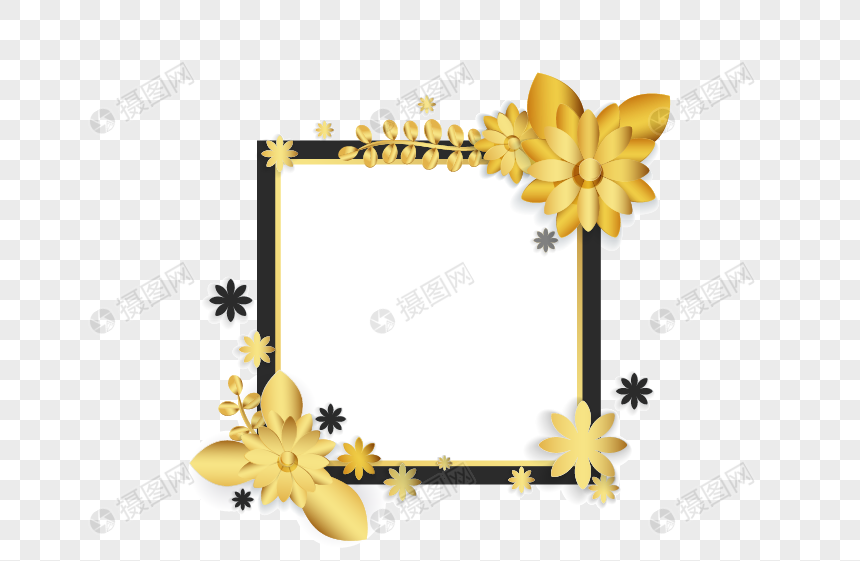 创意黑金豪华花边框元素素材下载 正版素材 摄图网