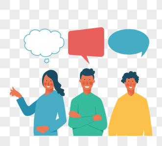 手绘人物沟通对话框图片素材