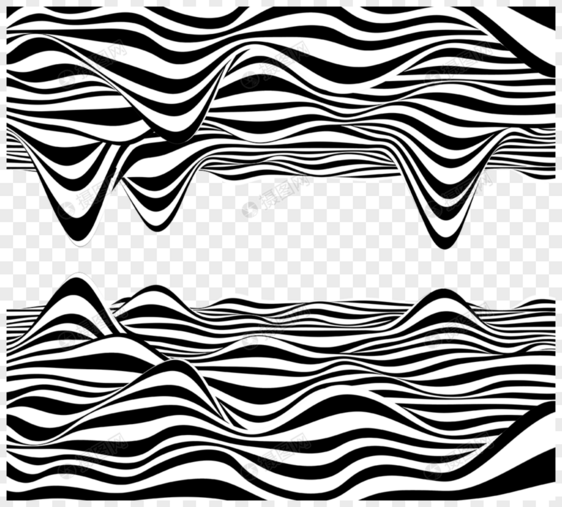 黑白条纹流动镜面对称元素图片