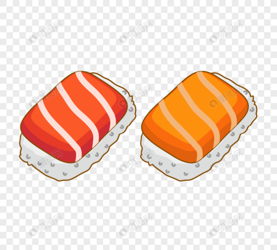 韩国样式手拉三文鱼寿司元素图片