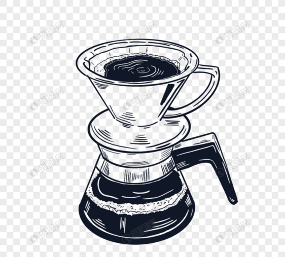 咖啡线绘图沙漏咖啡杯图片