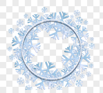 蓝色雪花几何质感边框图片