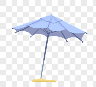 蓝色沙滩伞手绘元素图片
