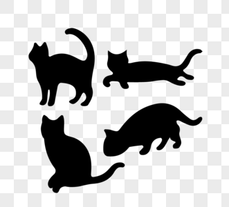 平面黑色剪影猫咪元素矢量图图片素材