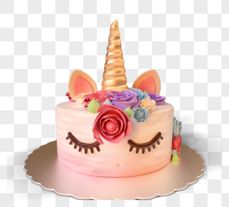 独角兽生日蛋糕3d元素图片