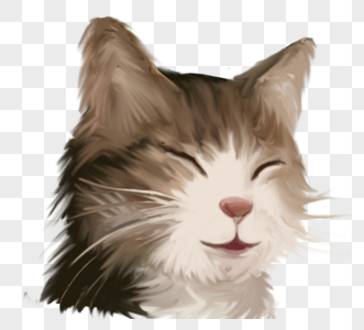 微笑可爱福气猫咪头像元素图片