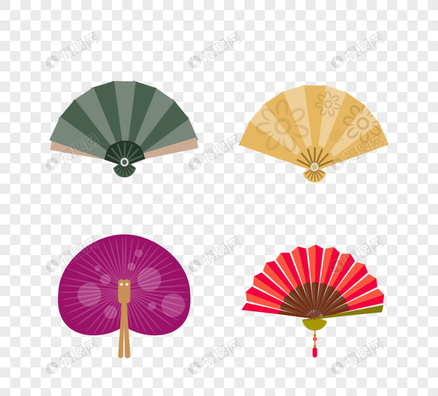 日本扇子传统图案日式和扇矢量元素素材下载 正版素材 摄图网