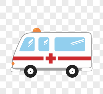 红十字卡通简单救护车素材