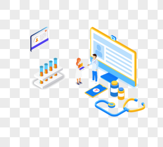 25d卡通科学医学实验装饰元素图片素材