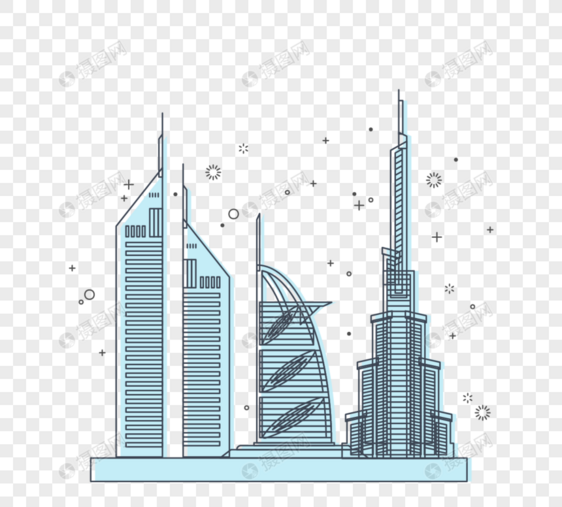 迪拜旅游创意线性简约清新旅游建筑设计图片