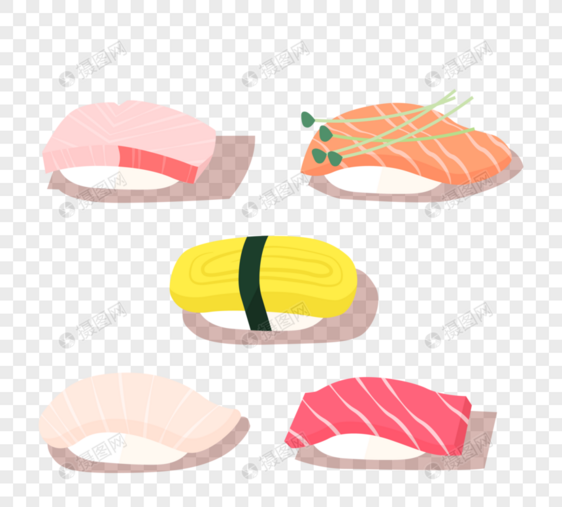 日本寿司新鲜手寿司日本食品矢量图图片
